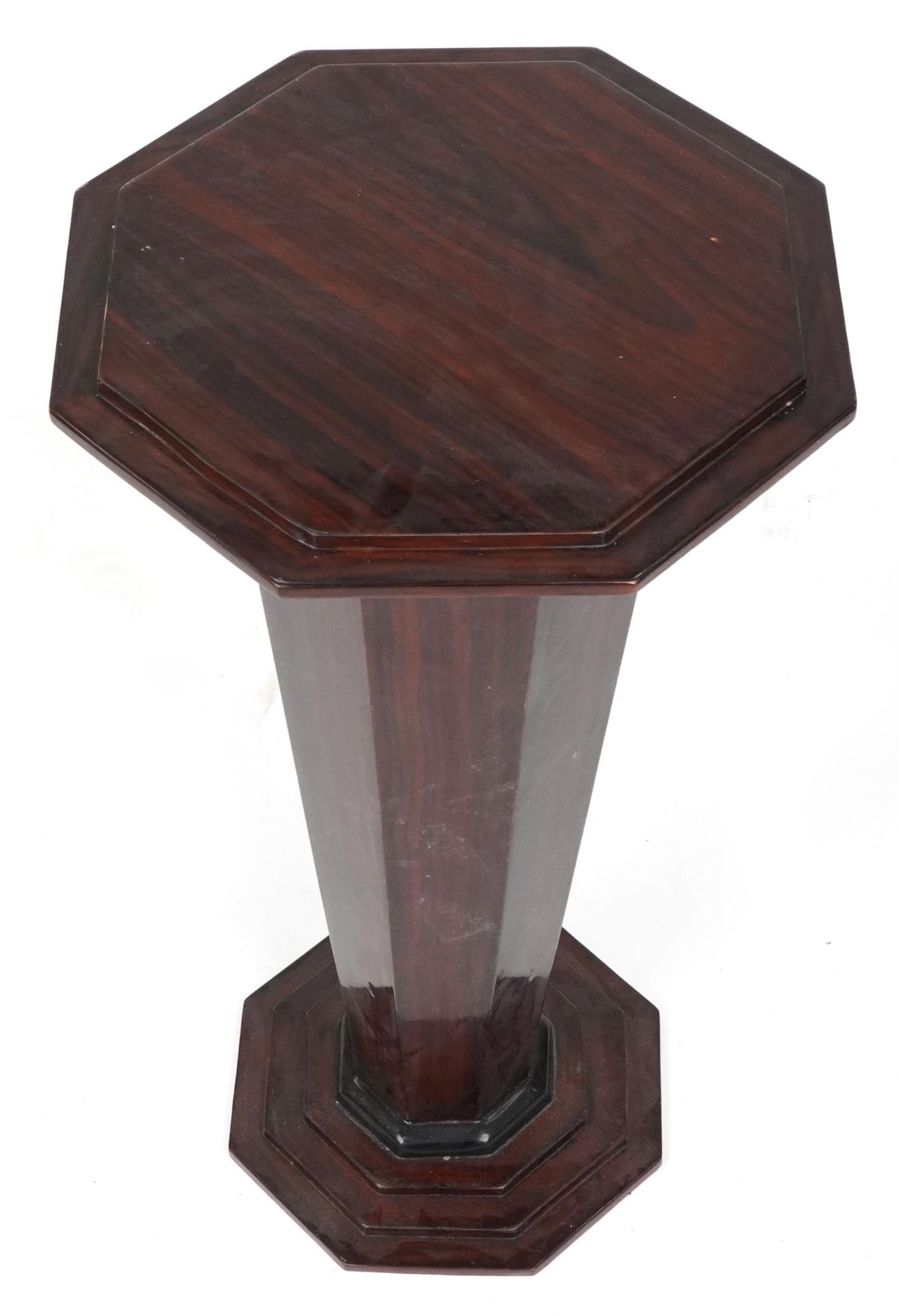 Art Deco style rosewood effect octagonal plant stand, 75cm H x 40cm W x 40cm D : For further - Image 2 of 3