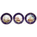 Three Spode cabinet plates from The Maritime England Plates series including The Battle of