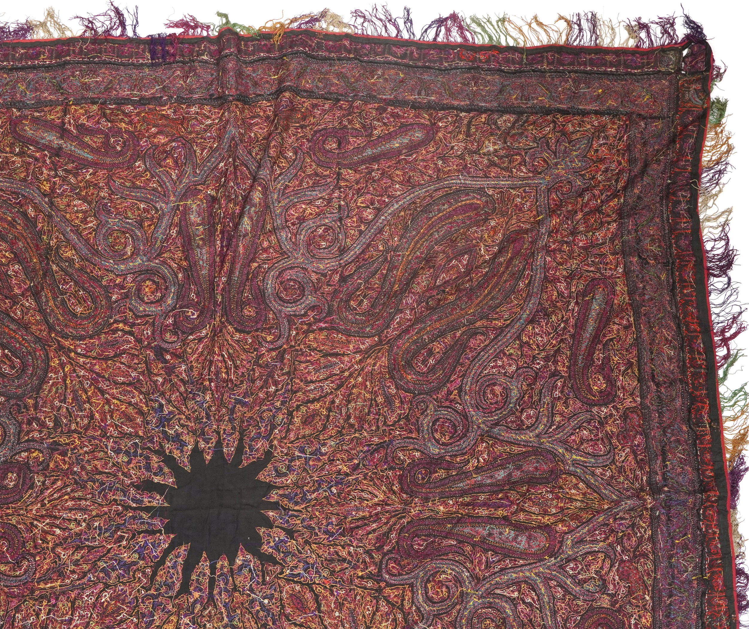 19th century Indian Kashmir/cashmere textile or shawl, 170cm x 170cm : For further information on - Image 10 of 12
