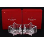 Pair of Waterford Crystal star votive candleholders, with boxes, each 12.5cm in diameter : For