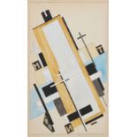 Nikolai Mikhailovich Suetin - Abstract composition, geometric shapes, Russian Supremacist mixed