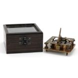 Maritime interest sundial compass with case, 5.5cm high : For further information on this lot please