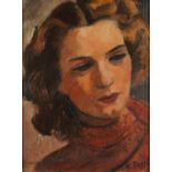 Frantisek Zdenek Eberl - Head and shoulders portrait of a female, Austro-Hungarian Impressionist oil