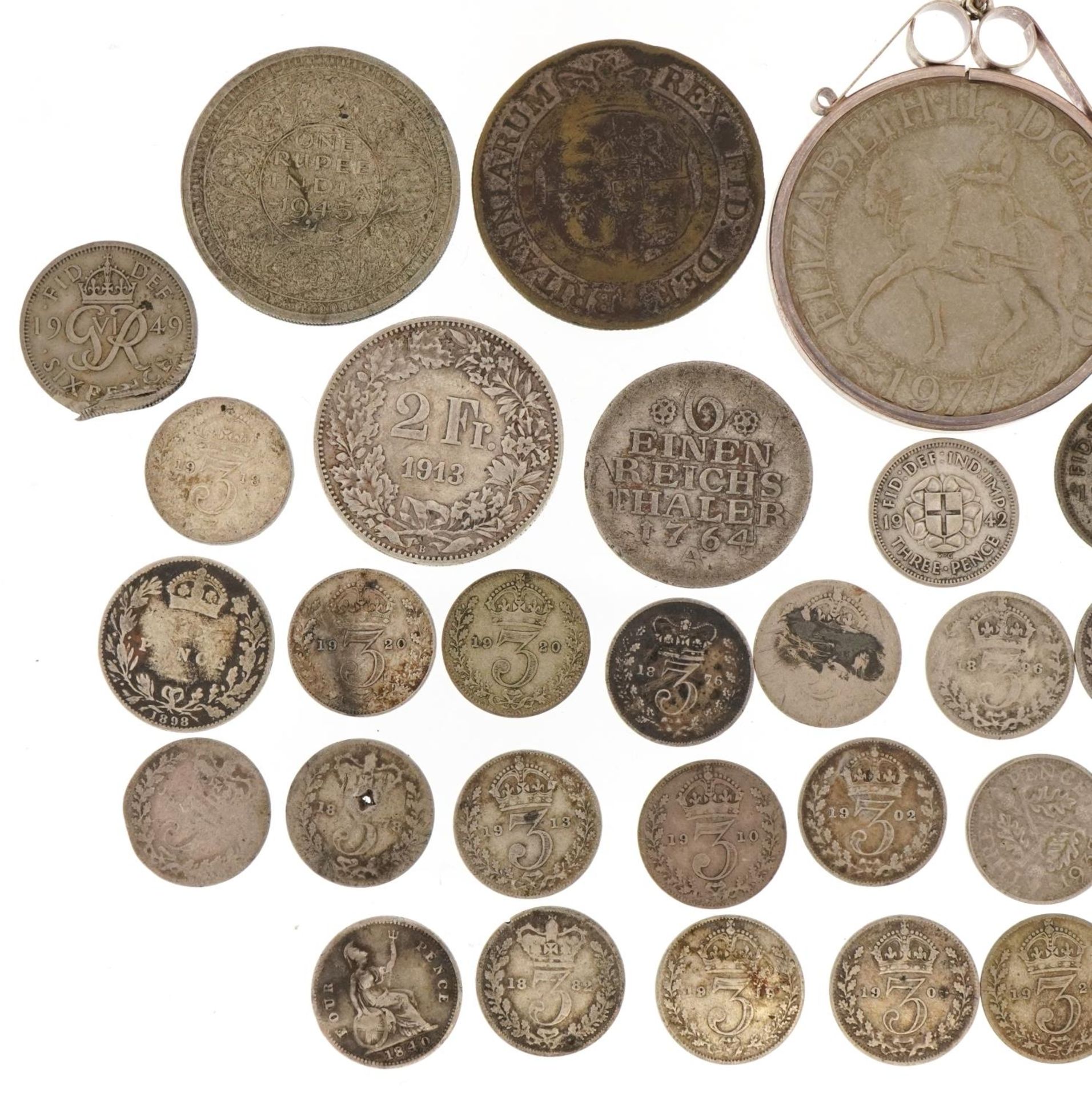 Antique and later British and world coinage, some silver, including 1977 commemorative crown with - Image 2 of 6