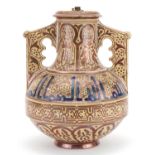 Hispano-Moresque, Antique Spanish lustre vase hand painted with stylised foliage and Islamic