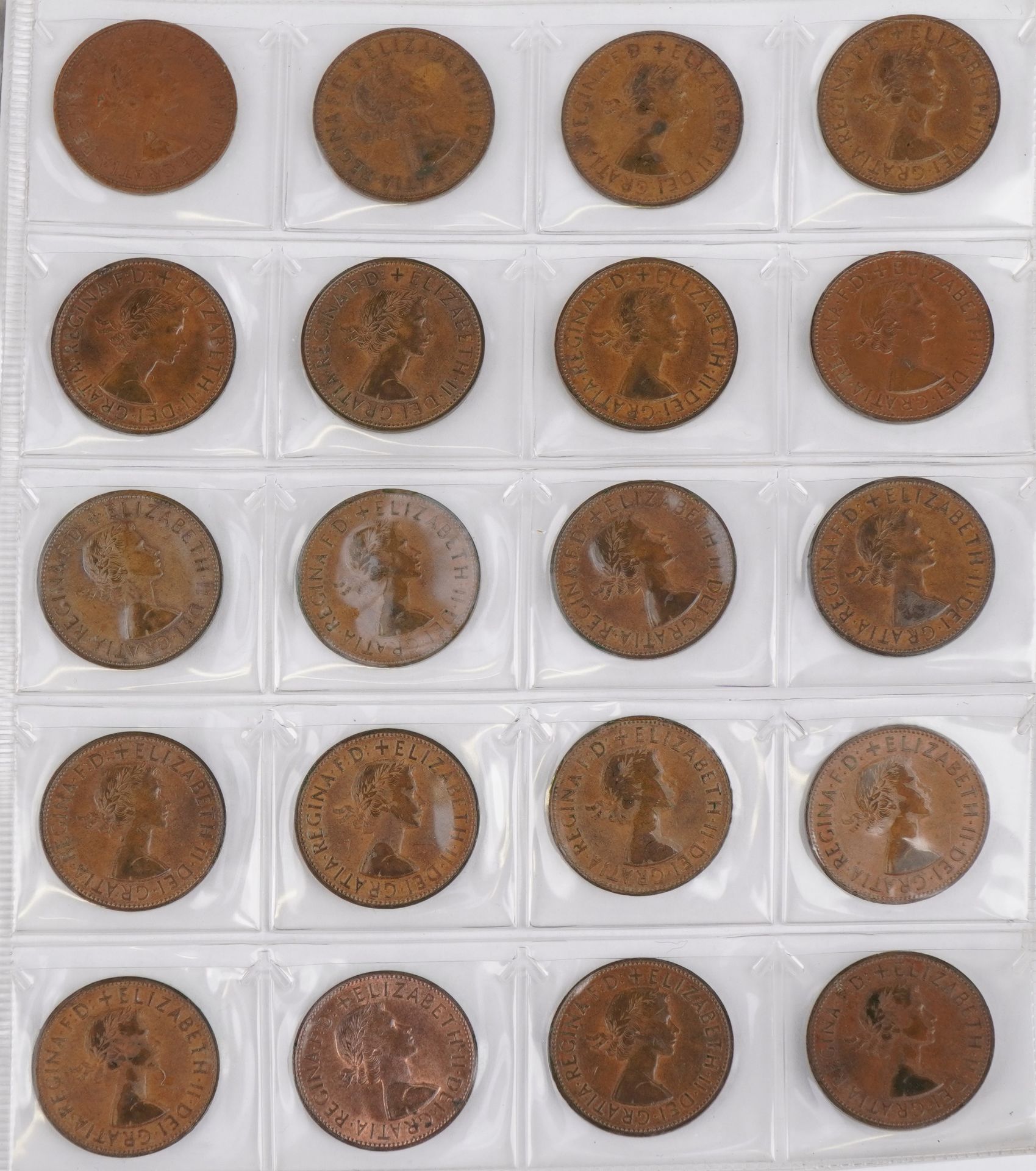 Collection of British and American coins arranged in a folder including half dollars and pennies : - Image 4 of 8