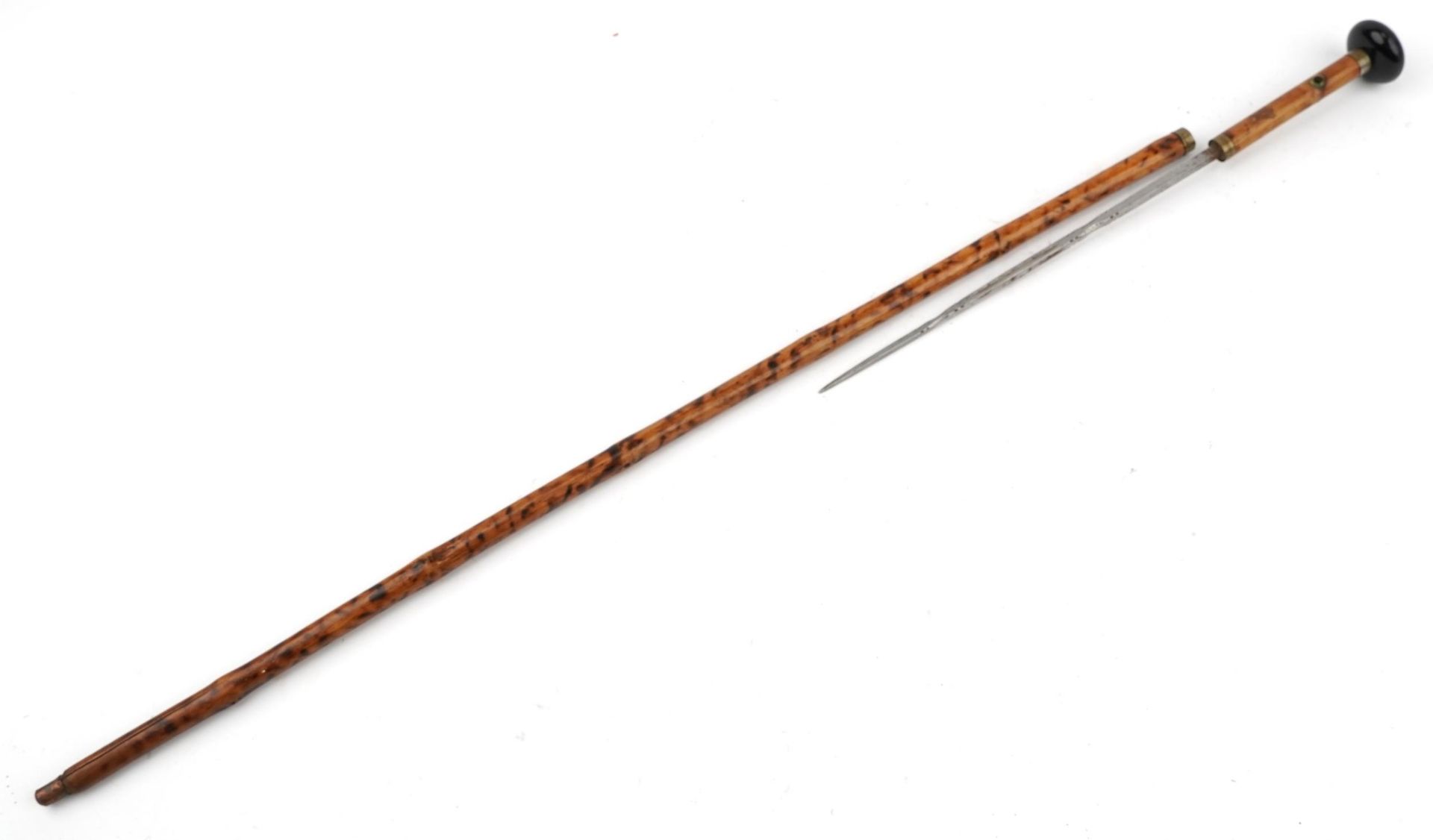 Early 20th century ladies bamboo walking swordstick with steel blade, 87cm in length : For further - Bild 2 aus 3