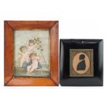 Early Victorian oval hand painted silhouette of a gentleman housed in an ebonised frame and a