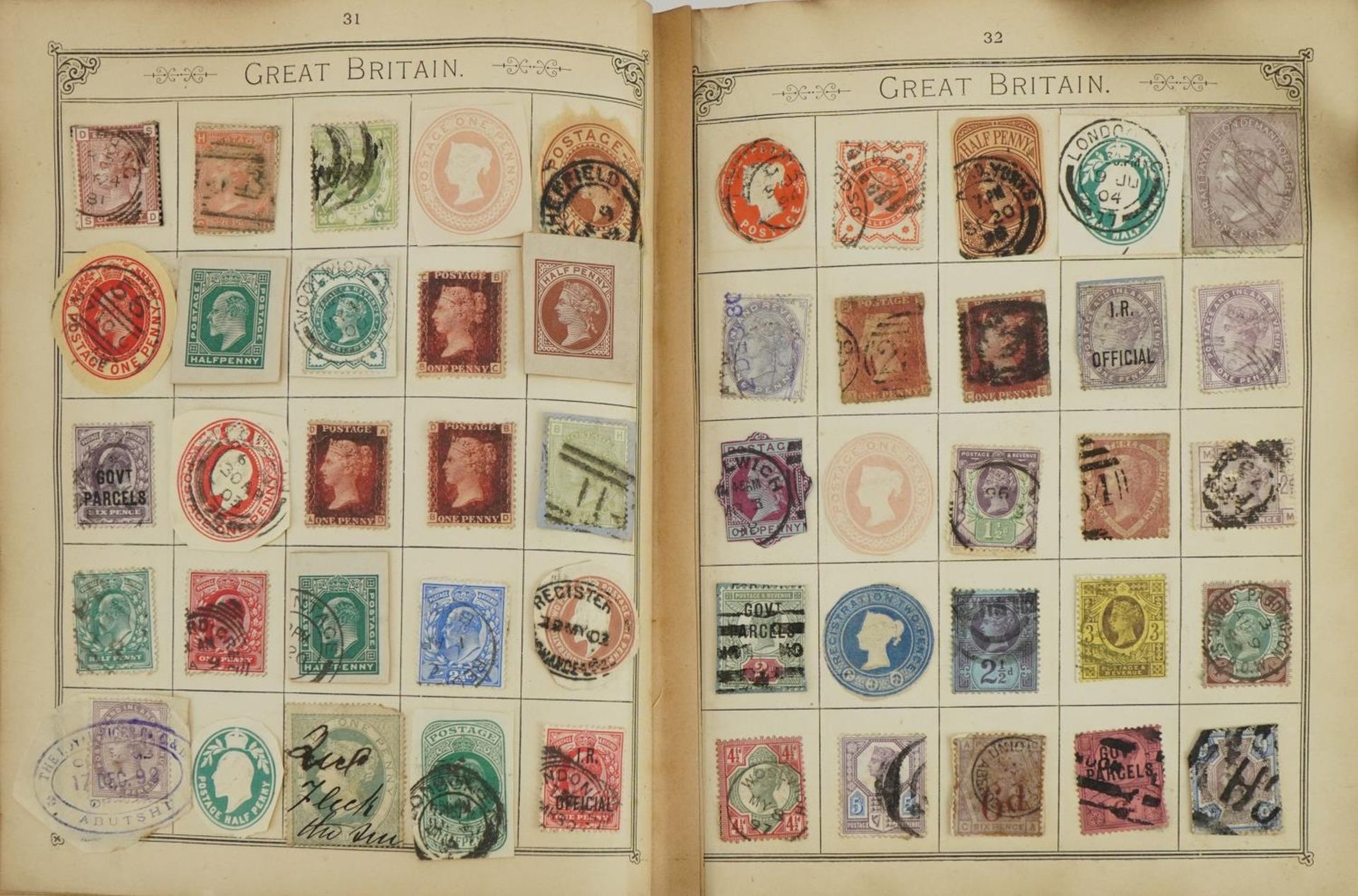 Antique and later Commonwealth and world stamps arranged in an album including Penny Reds : For