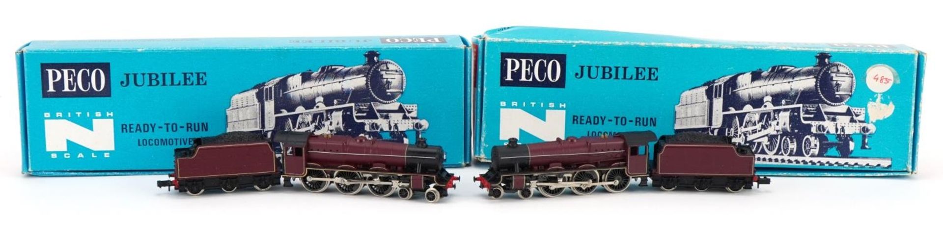 Two Peco N gauge model railway locomotives and tenders with boxes number NL-22 : For further