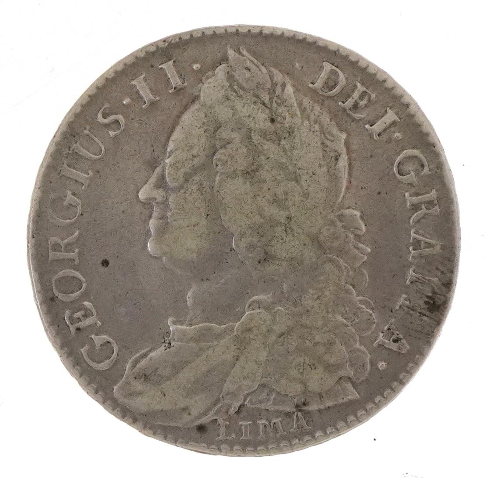 George II 1745 silver half crown : For further information on this lot please visit - Image 2 of 3