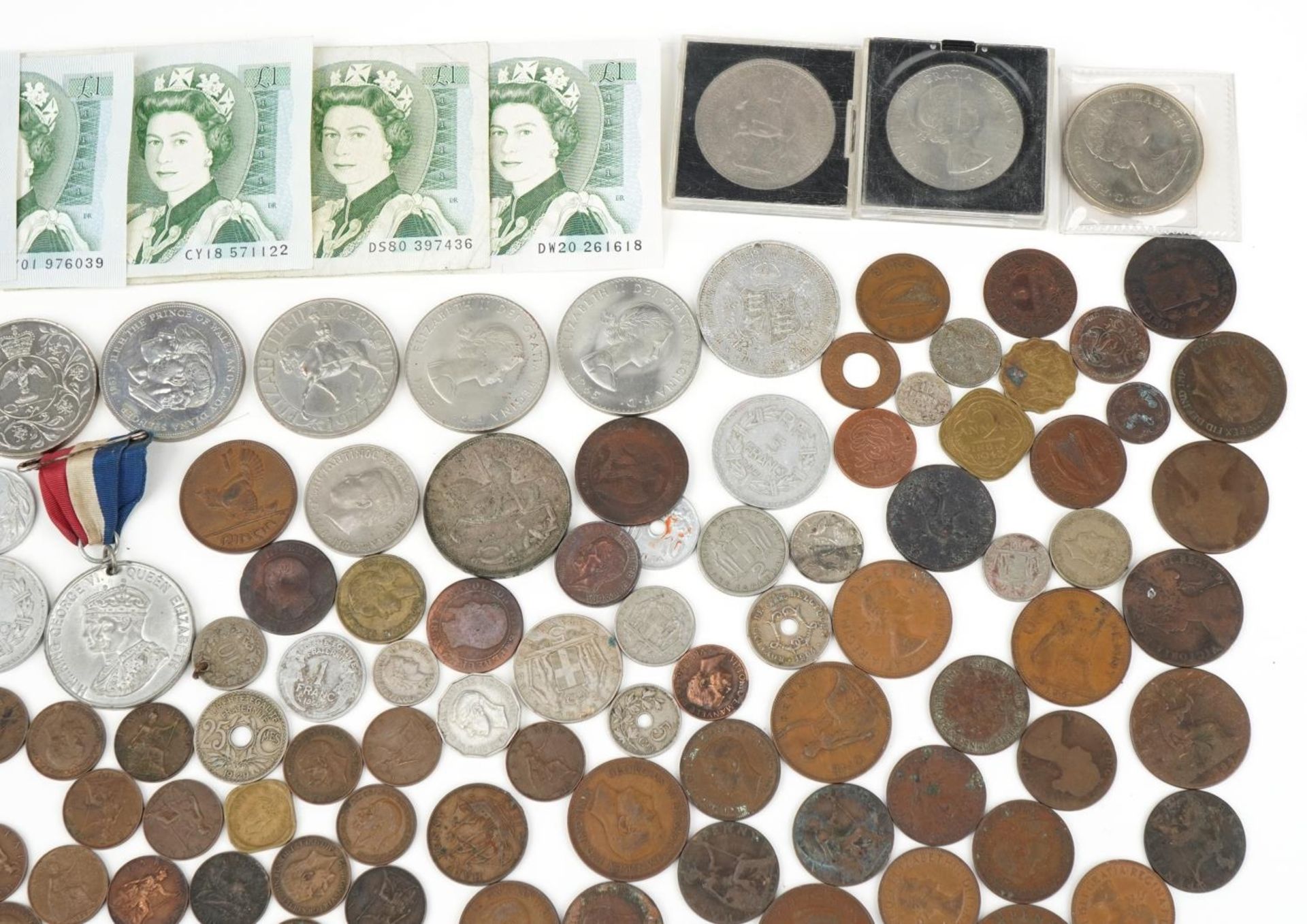Antique and later British and world coinage and banknotes, some silver, including 1935 Rocking Horse - Image 3 of 7