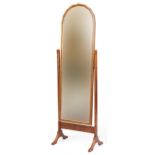 Walnut and yew cheval mirror with bevelled glass, 153cm high : For further information on this lot