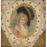 Late 18th/early 19th century oval hand painted portrait miniature of a female wearing a bonnet