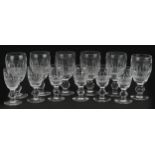 Two sets of six Waterford Crystal glasses, the largest 10.5cm high : For further information on this