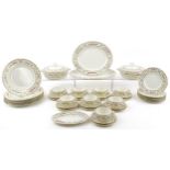 Royal Worcester Trianon dinnerware including two lidded tureens, oval platters and dinner plates,