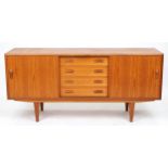 Clausen & Son, Mid century Danish teak sideboard with two sliding doors and four central drawers,