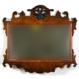 George III walnut and mahogany fret work mirror, 55.5cm x 50cm : For further information on this lot