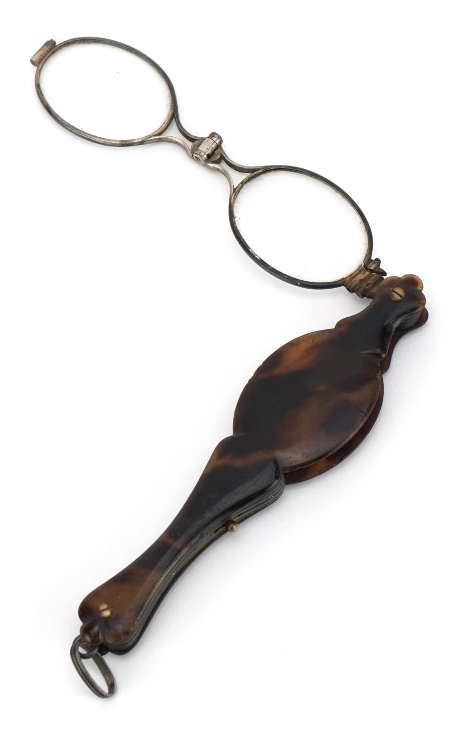 Pair of Victorian tortoiseshell and white metal folding spectacles, 11cm in length : For further - Image 2 of 2