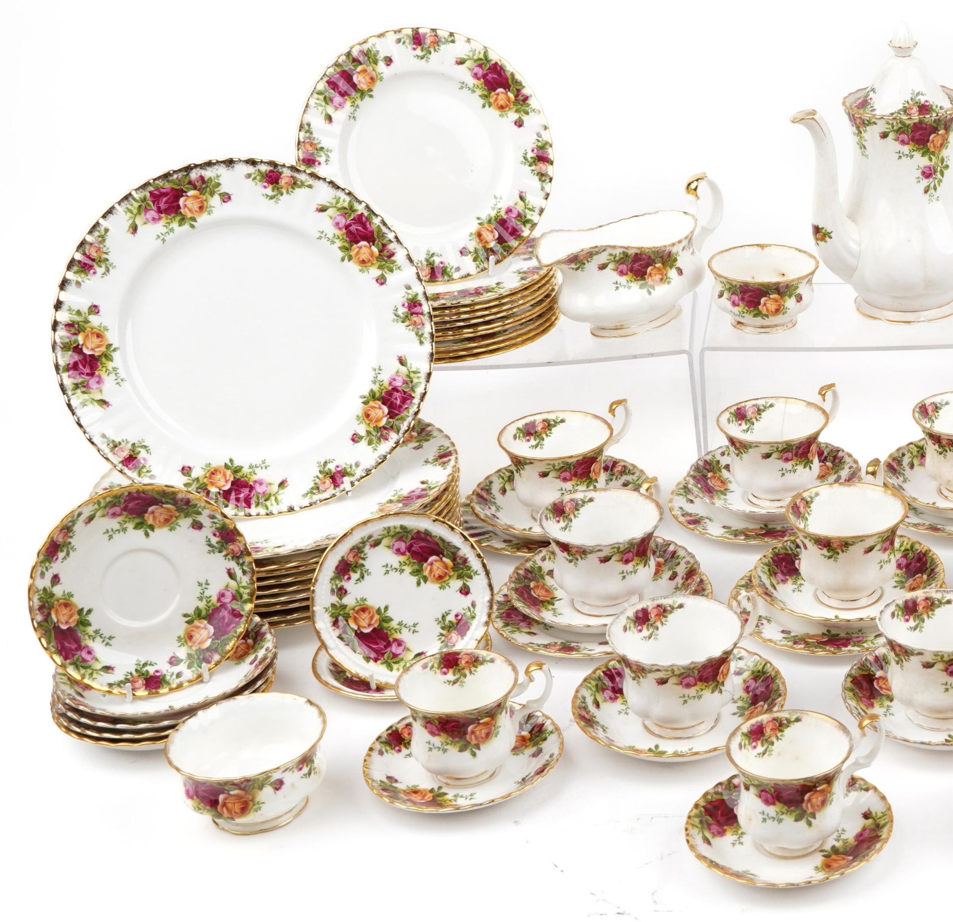 Royal Albert Old Country Roses dinner and teaware including coffee pot, trios, dinner plates and - Image 2 of 4