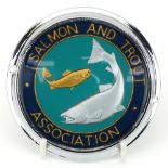 Salmon & Trout Association car badge, 9.5cm in diameter : For further information on this lot please