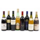 Eight bottles of various wine including Bourgogne, Shiraz, 1998 Chateau Neuf du Pape and 1985