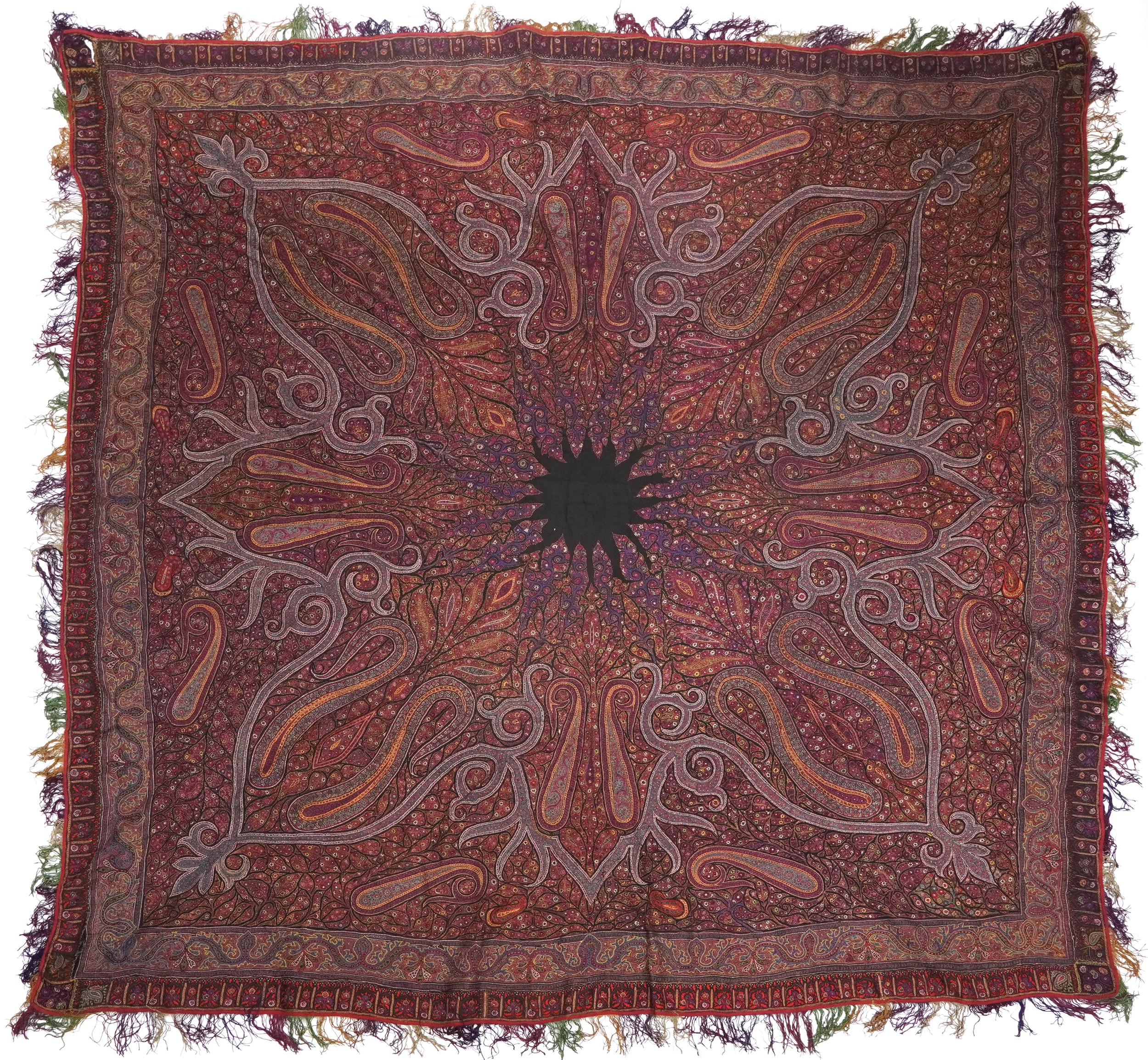 19th century Indian Kashmir/cashmere textile or shawl, 170cm x 170cm : For further information on