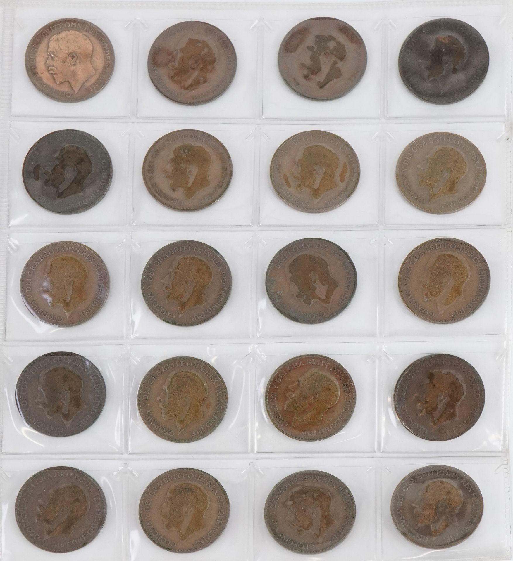Collection of British and American coins arranged in a folder including half dollars and pennies : - Image 5 of 8
