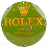 Circular Rolex Submariner enamel advertising sign, 29.5cm in diameter : For further information on
