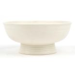 Keith Murray for Wedgwood, studio fruit bowl with ribbed decoration having a white glaze, 26cm in