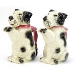 Pair of Erphila German pottery teapots in the form of seated dogs, 19.5cm high : For further
