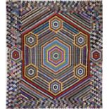 Victorian hexagonal silk patchwork quilt, 177cm x 163cm : For further information on this lot please