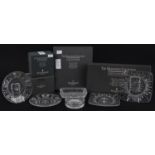 Waterford Crystal, some with boxes, including Champagne bottle coaster and pair of Millennium