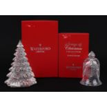 Waterford Crystal with boxes comprising Songs of Christmas, Silver Bells 2003 and Christmas Tree,