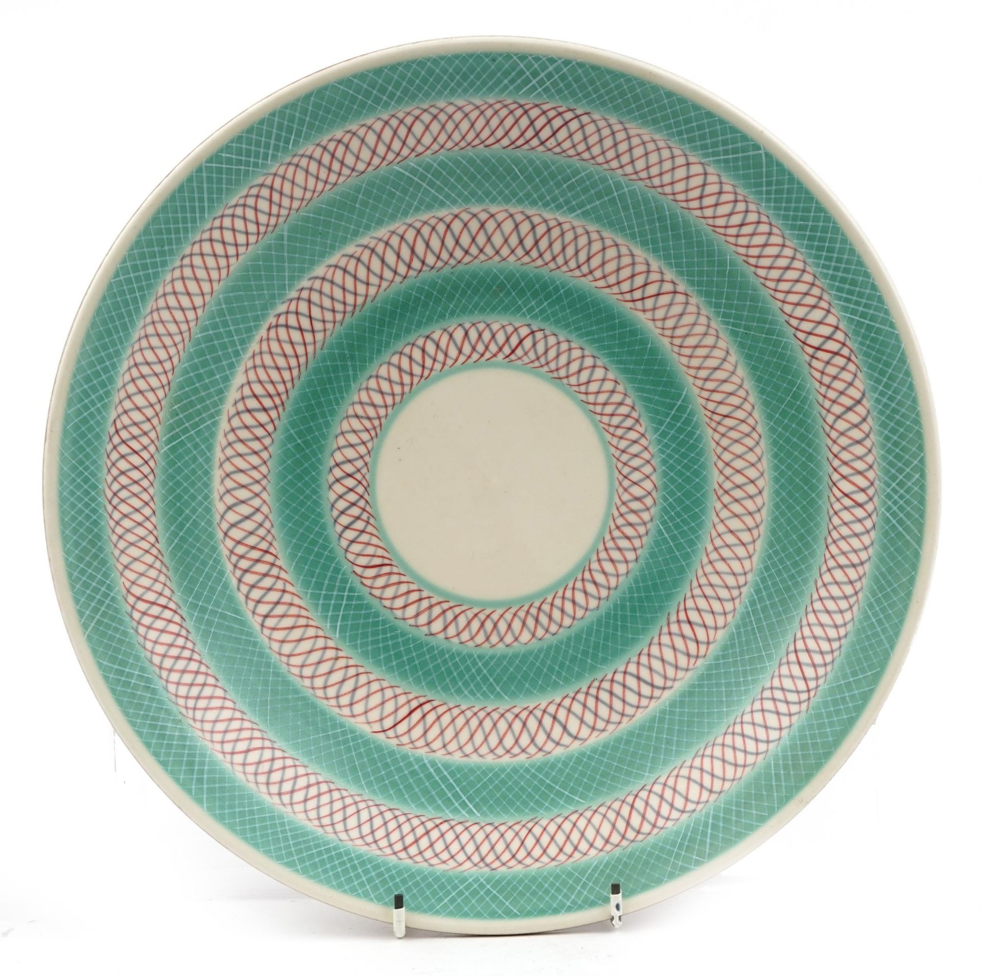 Alfred Read and Gwen Haskins for Poole, 1950s Freeform pottery shallow centre bowl, 33cm in diameter