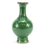 Chinese porcelain vase having a crackle green glaze, 22.5cm high : For further information on this