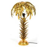 Hollywood Regency style gilt metal palm tree design table lamp, 70cm high : For further