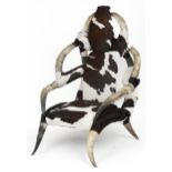 Brutalist style Horn and cow hide chair, 125cm high : For further information on this lot please