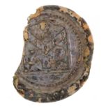 18th century glass wine bottle seal with Head of Rochester and Baronets crest together with Royal