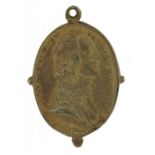 Unmarked silver medal with bust of Charles I and coat of arms, 4.1cm high : For further