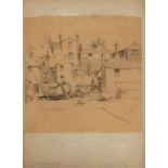 William Lee Hankey - Hastings Old Town, charcoal, inscribed in pencil to the mount, mounted,
