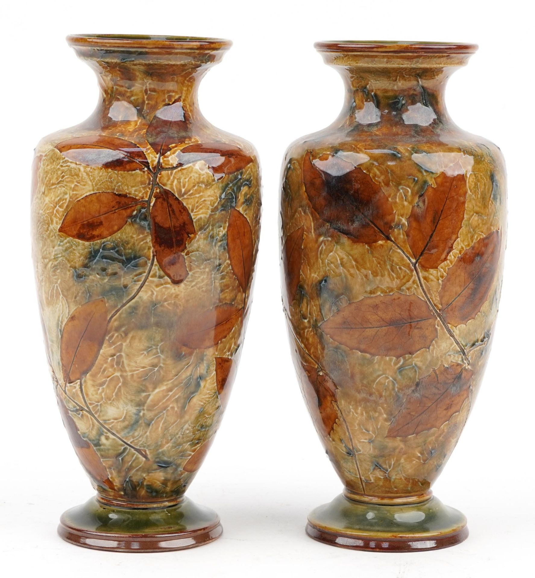 Pair of Royal Doulton stoneware Autumn Leaves pattern vases, each impressed X6768 to the base, - Image 2 of 4