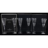 Six Waterford Crystal toasting flutes housed in celebration boxes, the largest 26cm high : For