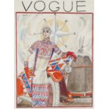 Georges Lepape - Vogue front cover, Sonia Delaunay before a classic car and compass, French