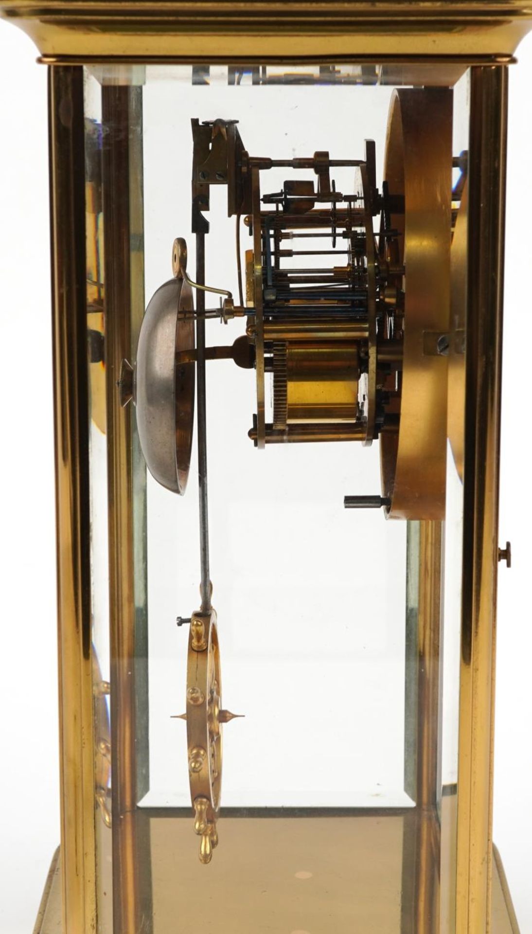 Japy Freres, 19th century French aesthetic four glass mantle clock striking on a bell with ship's - Image 4 of 4