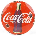 Circular Coca Cola enamel advertising sign, 29.5cm in diameter : For further information on this lot