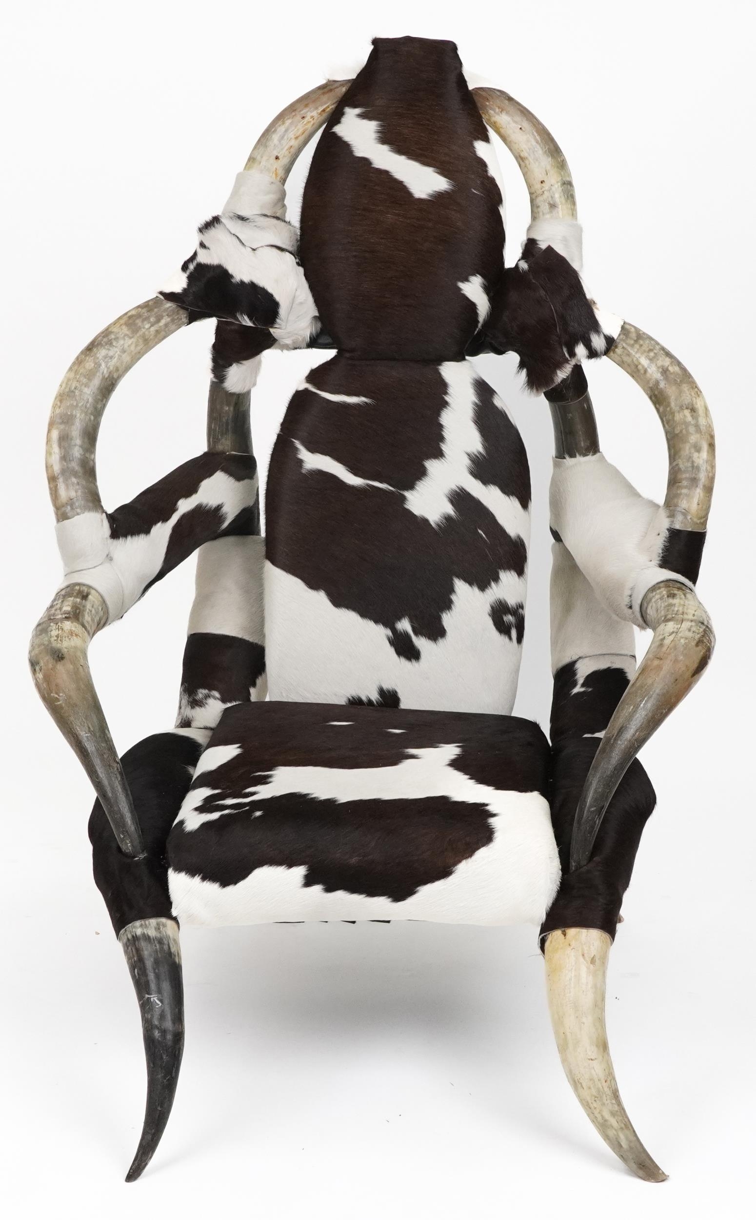 Brutalist style Horn and cow hide chair, 125cm high : For further information on this lot please - Image 2 of 3