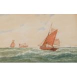 George Stanfield Walters - Trawlers off Beachy Head, late 19th/early 20th century watercolour,