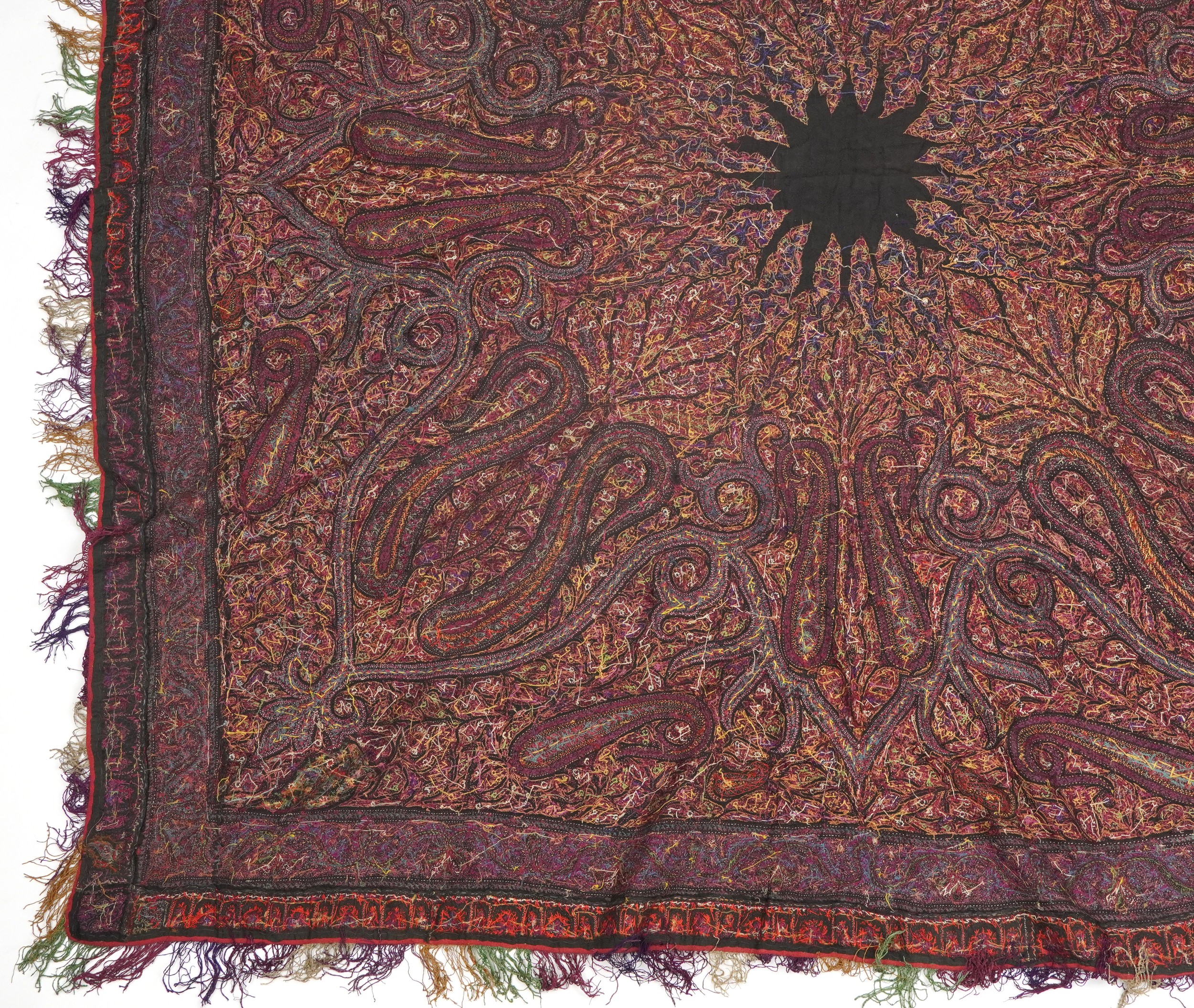 19th century Indian Kashmir/cashmere textile or shawl, 170cm x 170cm : For further information on - Image 11 of 12
