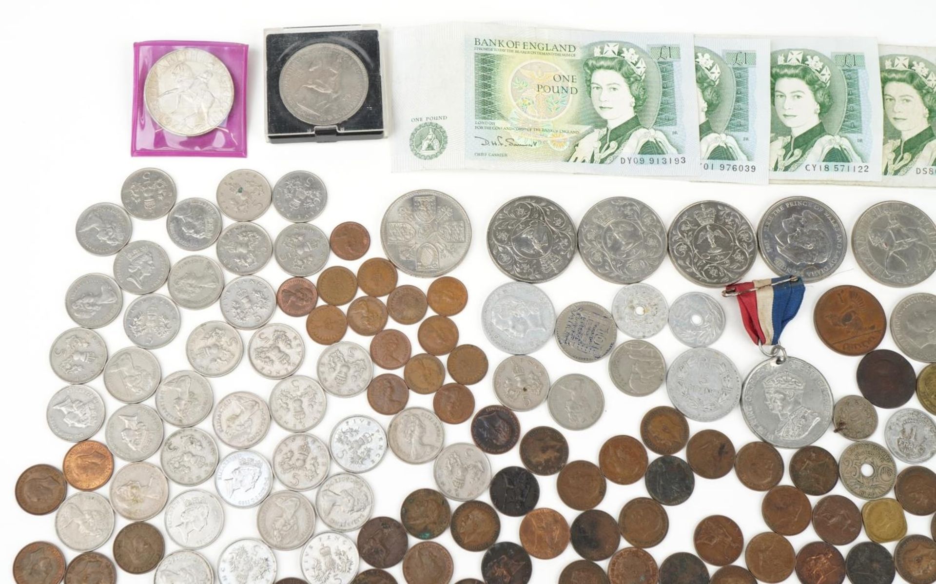 Antique and later British and world coinage and banknotes, some silver, including 1935 Rocking Horse - Image 2 of 7
